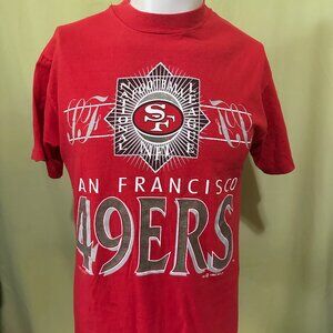 Vintage San Francisco 49ers 1992 Logo 7 Men's Red T Shirt Medium Hanes Beefy T